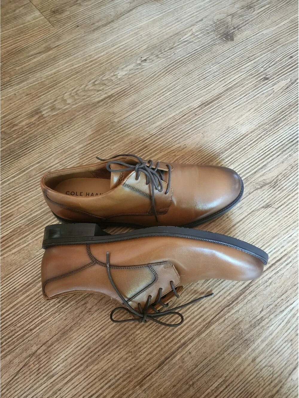 Size 9.5 Cole Haan Men's Tan Leather Dress Shoes with Rubber Sole, Size 10